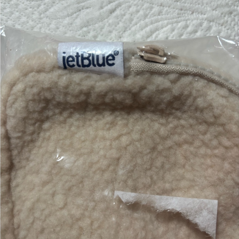 JetBlue Beige Sherpa Pouch